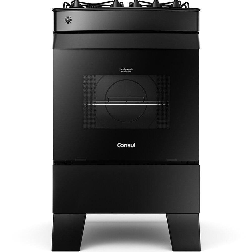 Fogao a Gas Consul 4 Bocas com Mesa de Vidro, Preto - CFO4VCE