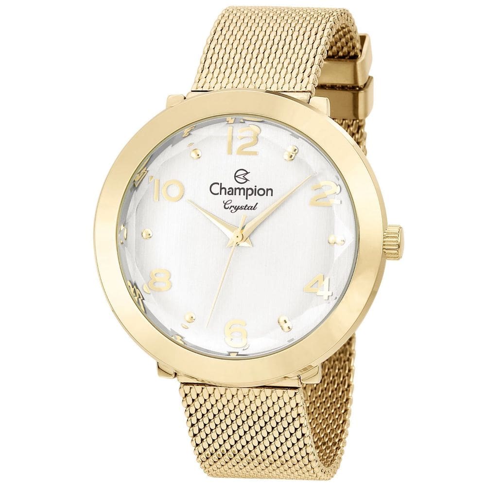 Kit Relógio Champion CN25207W Feminino Dourado Colar Brinco