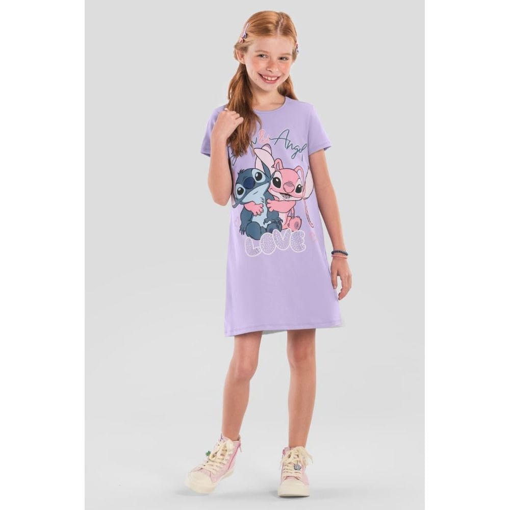 Vestido infantil menina do Stitch brilhante Brandili