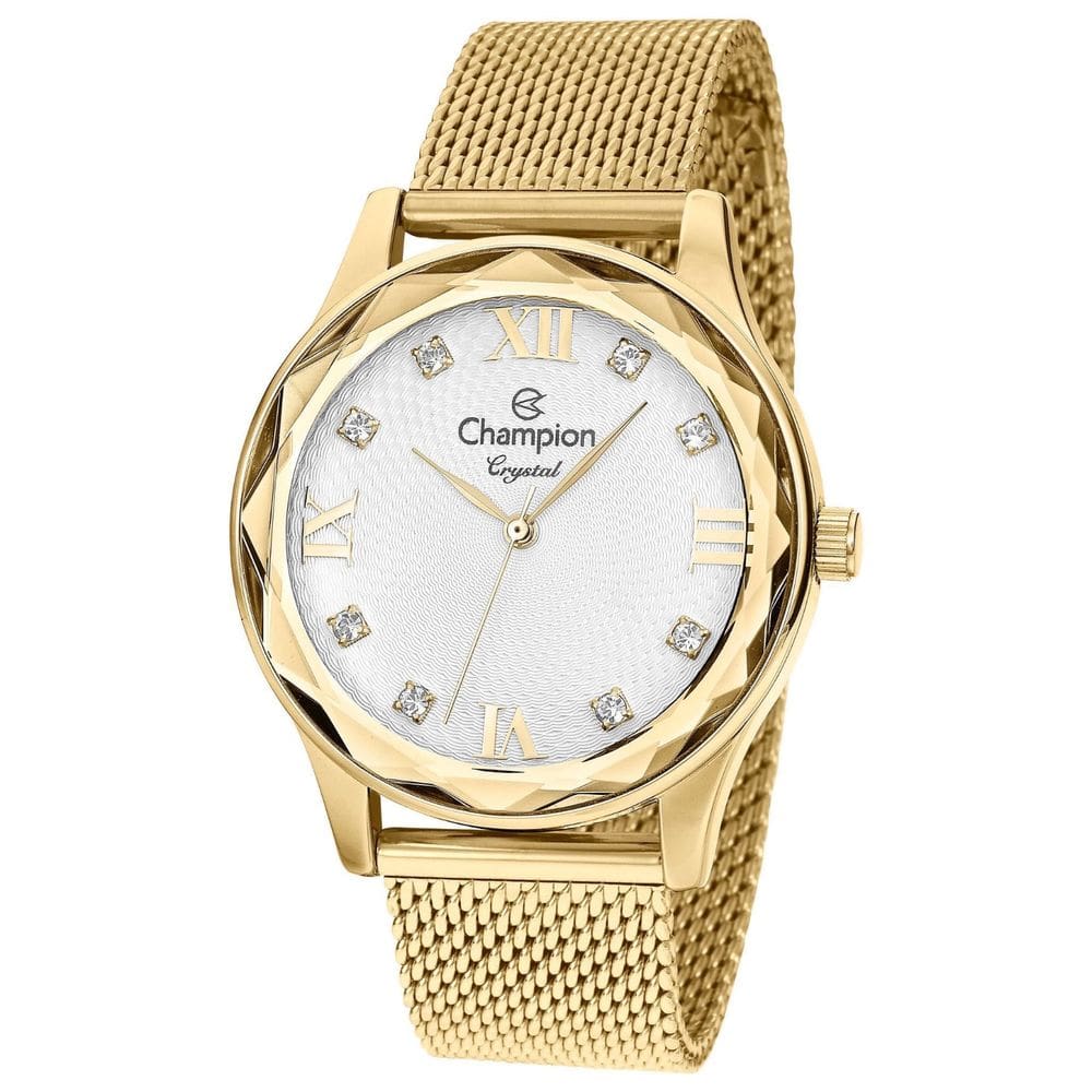 Kit Relógio Champion CN27465E Feminino Dourado Colar Brinco