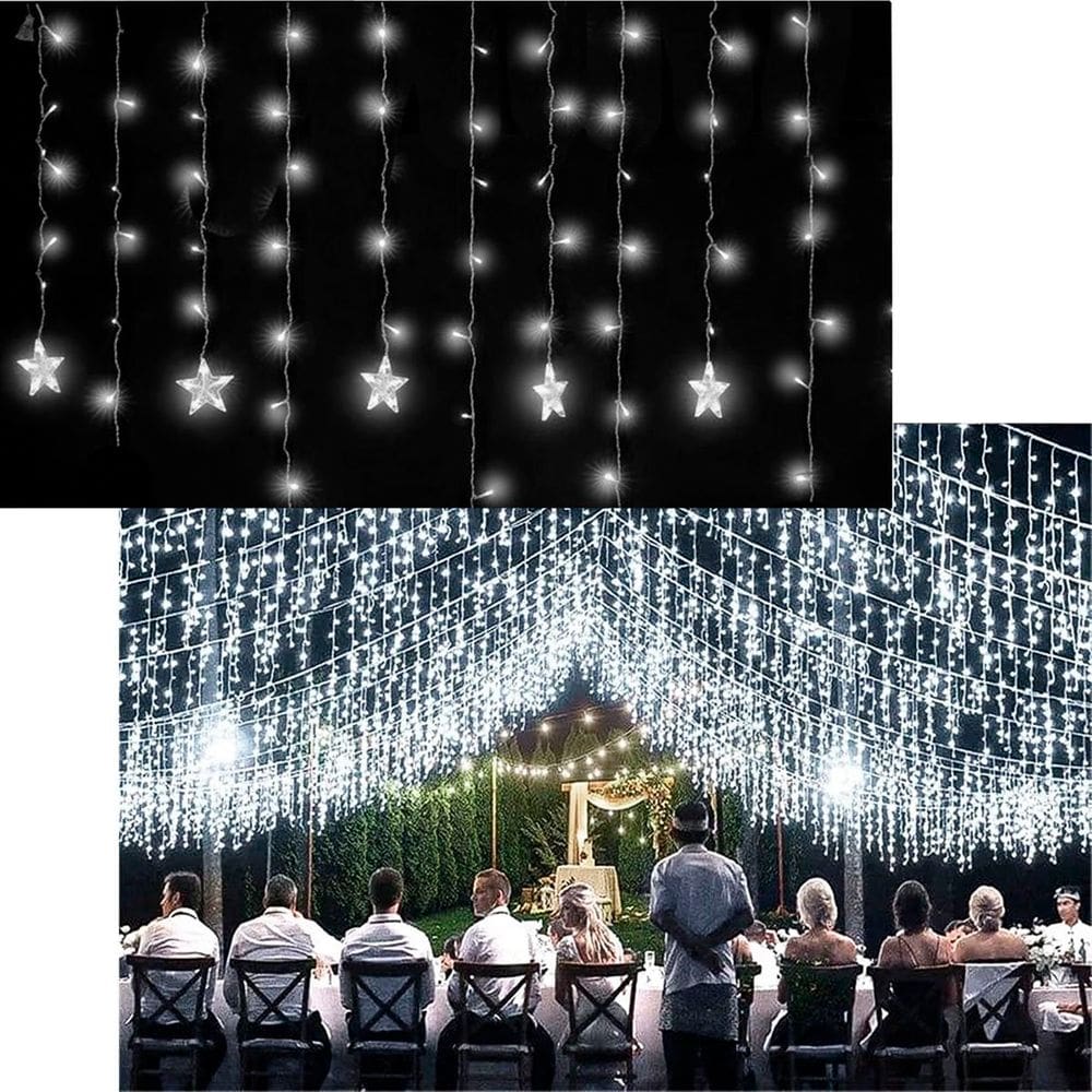 Pisca Cascata 405 Lâmpadas LEDs Estrelas Branco De 10m 220v