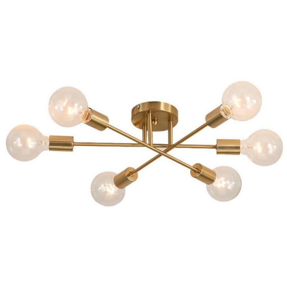 Lâmpada de teto Vintage 6E27 Gold Iron para luz LED