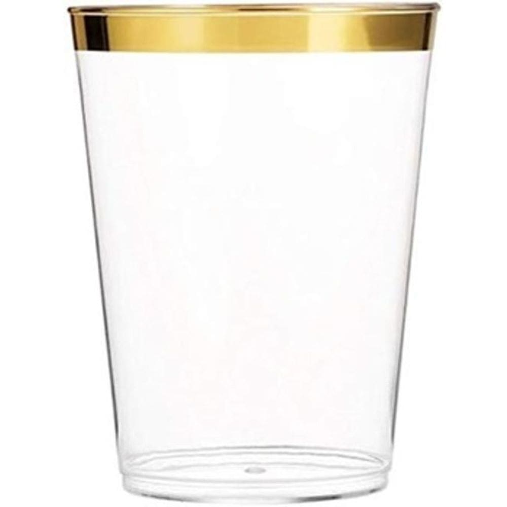 Kit 5 Copos 300Ml Descartáveis De Luxo Em Plástico - Dourado