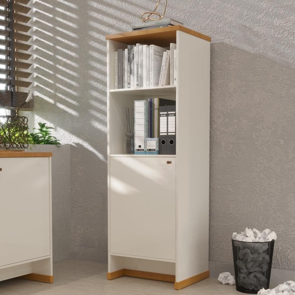 Armário Escritório Com Prateleira E 1 Porta 143cm Verbena - Off White E