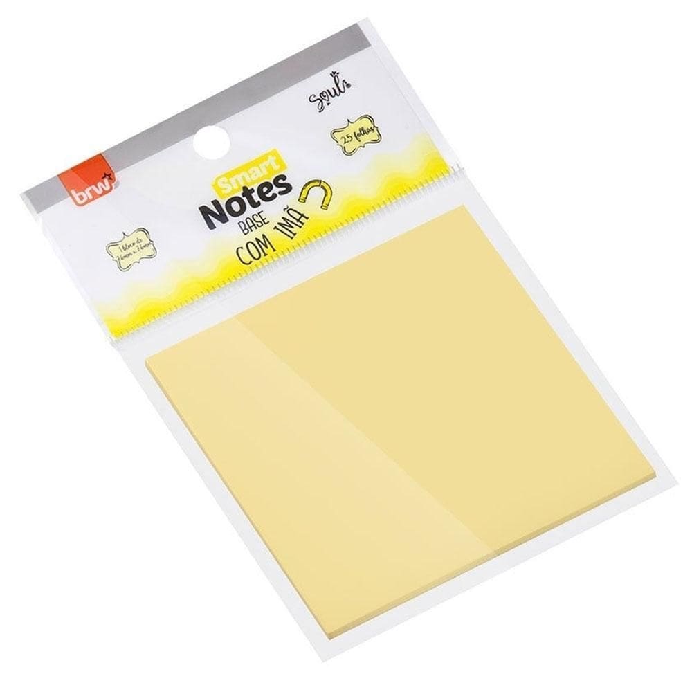 Notas Adesivas76X76Mm Com Imã Amarelo Pastel 25Fls Brw