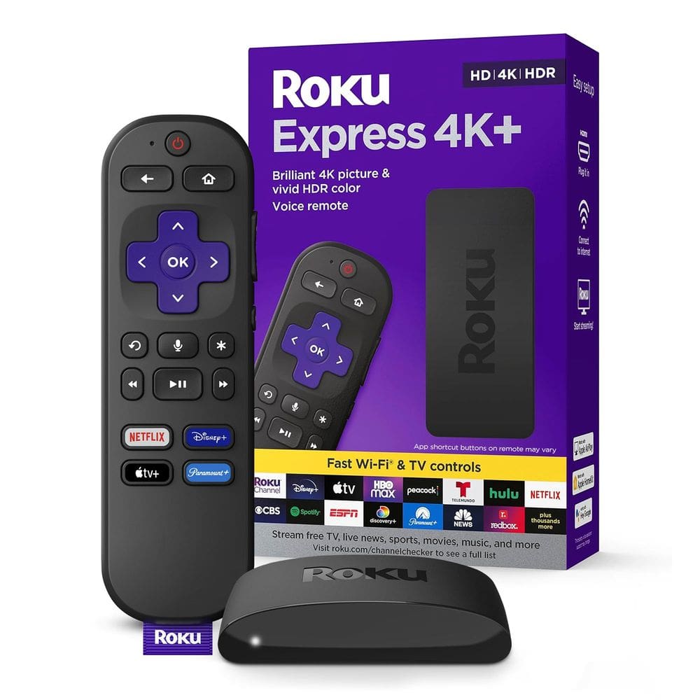Dispositivo de streaming Roku Express 4K+4K/HDR com controle remoto de voz