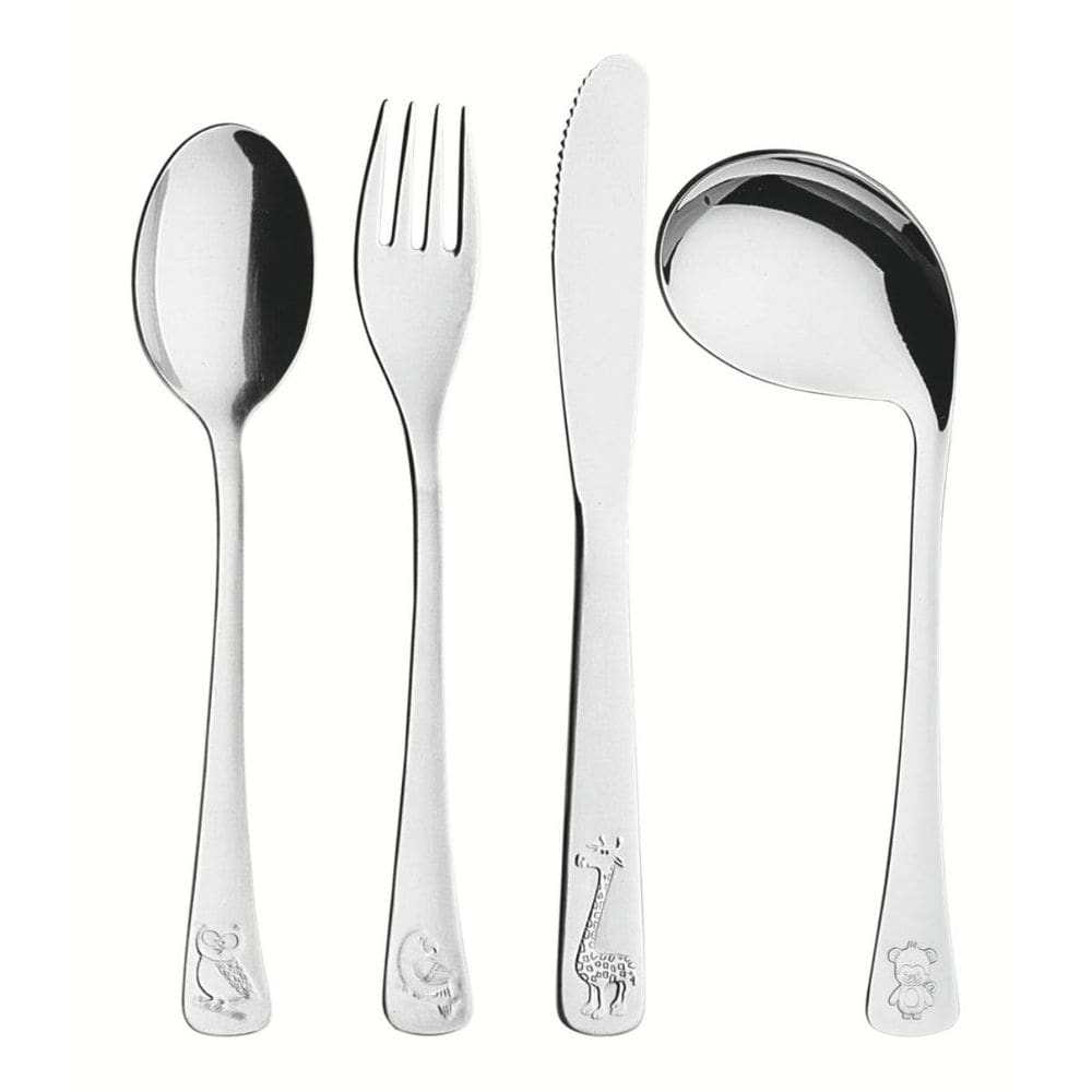 Kit 4 Talheres Infantil Baby Friends Inox Acabamento Brilhante Colheres Garfo Faca Tramontina
