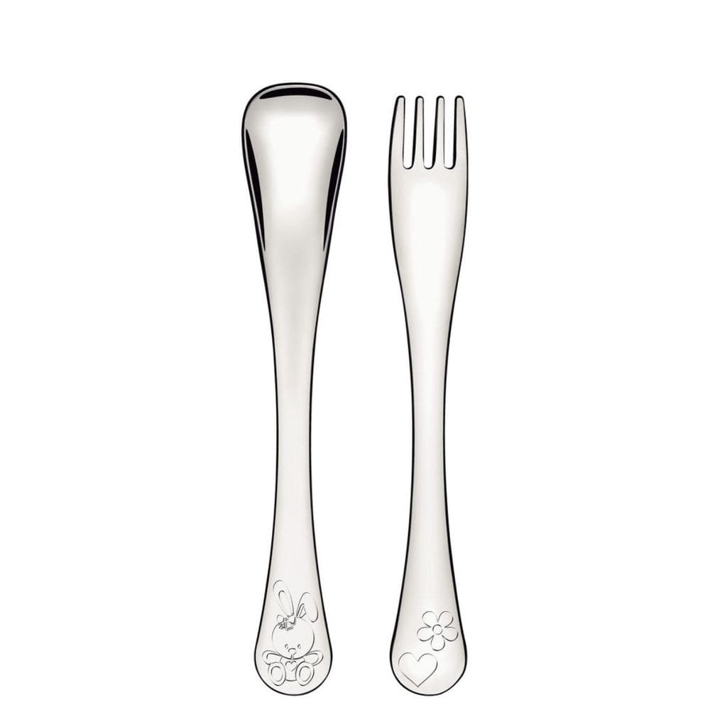 Kit 2 Peças Talheres Divertidos Infantil Le Petit Aço Inox Brilhante 12 Meses Tramontina