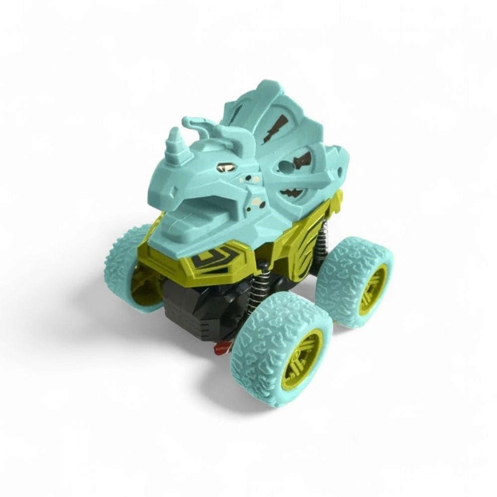 Carrinho Fricção Monster Truck 1:64 Escala Angry Cars Jurassic Triceratops Azul