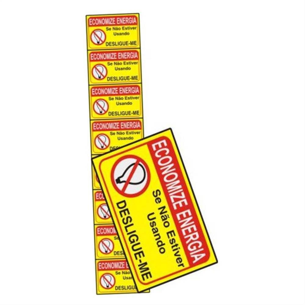 8 Placas de Alumínio Auto-Adesiva 3x5cm Economize Energia - 100 CU - SINALIZE