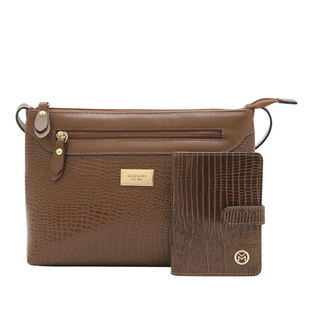 Kit Bolsa E Carteira Couro Lezard Mariart 2193+237