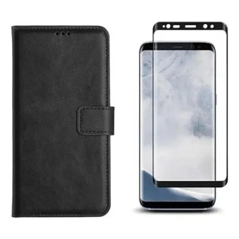 2X Capa Capinha Carteira Couro Para Galaxy S9 + Pelicula 3