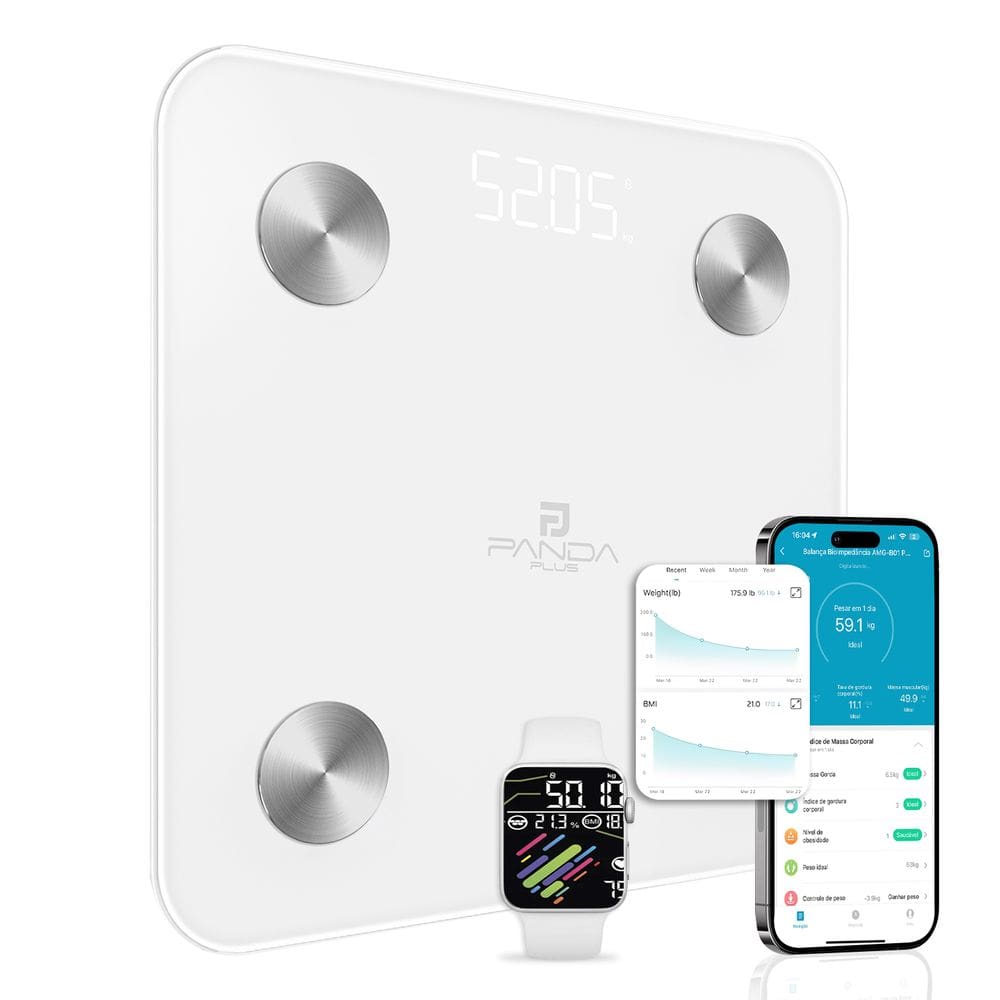Balaça Digital Corporal Inteligente Bioimpedância 180kg App Panda Plus Tuya Buetooth