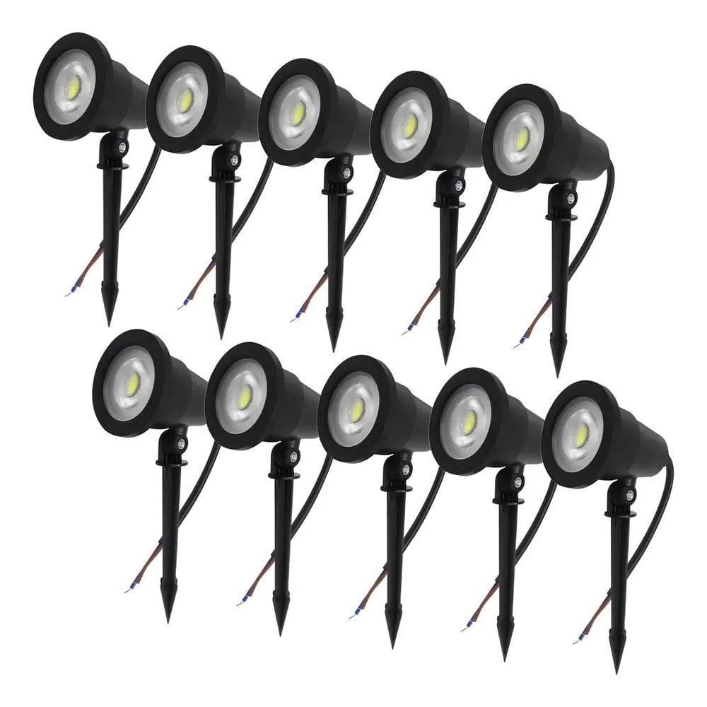2X Kit 10 Luminária Espeto Jardim Cob Led 3W Prova D`Água