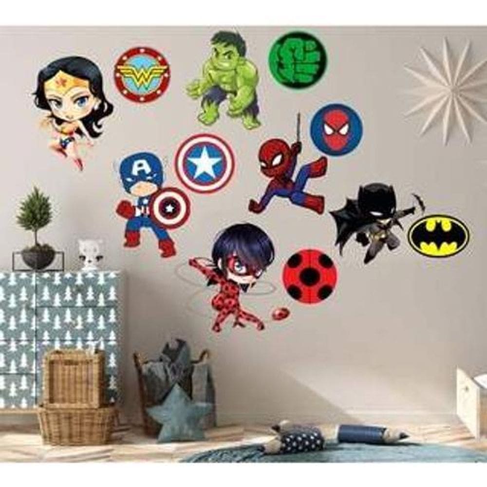 Adesivo De Parede Super-Heróis Infantis