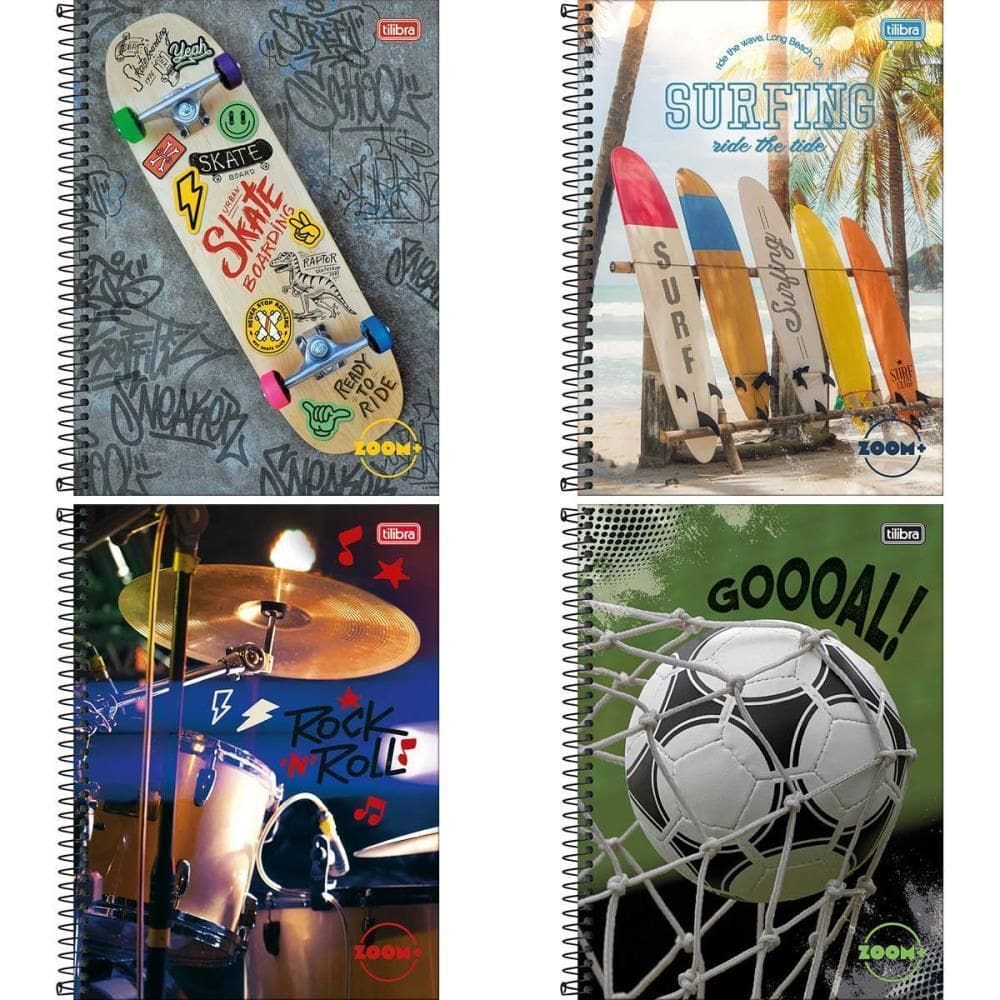 Caderno 12X1 Capa Dura Zoom+ 240 Folhas Masculino Pct.C/04