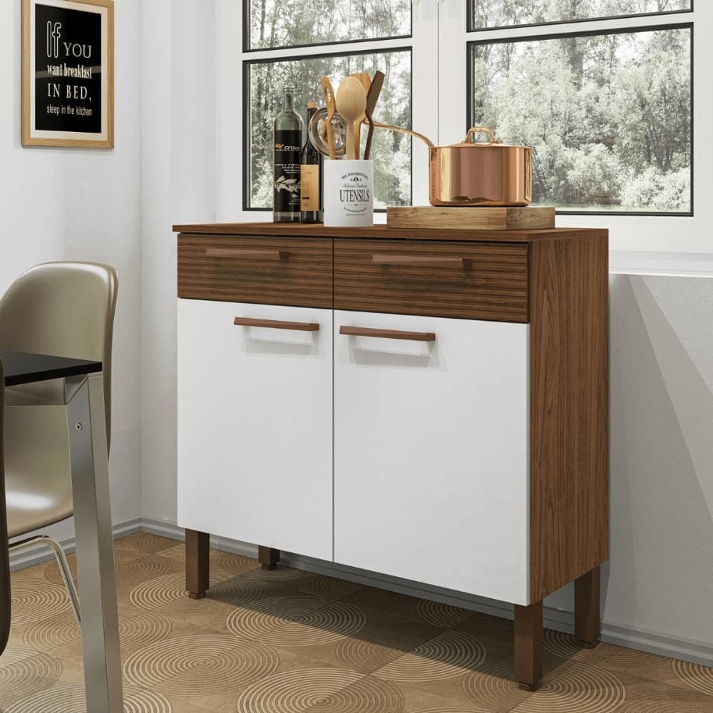 Balcão Nala Branco Nogueira Ripado