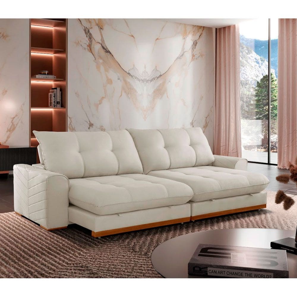 Sofá Retrátil Reclinável 2,5M Argo Linho Com Molas Meu Sofá Online