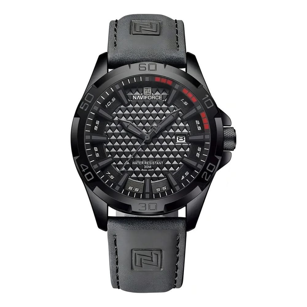 Relógio masculino Naviforce 8023 Cinza Couro