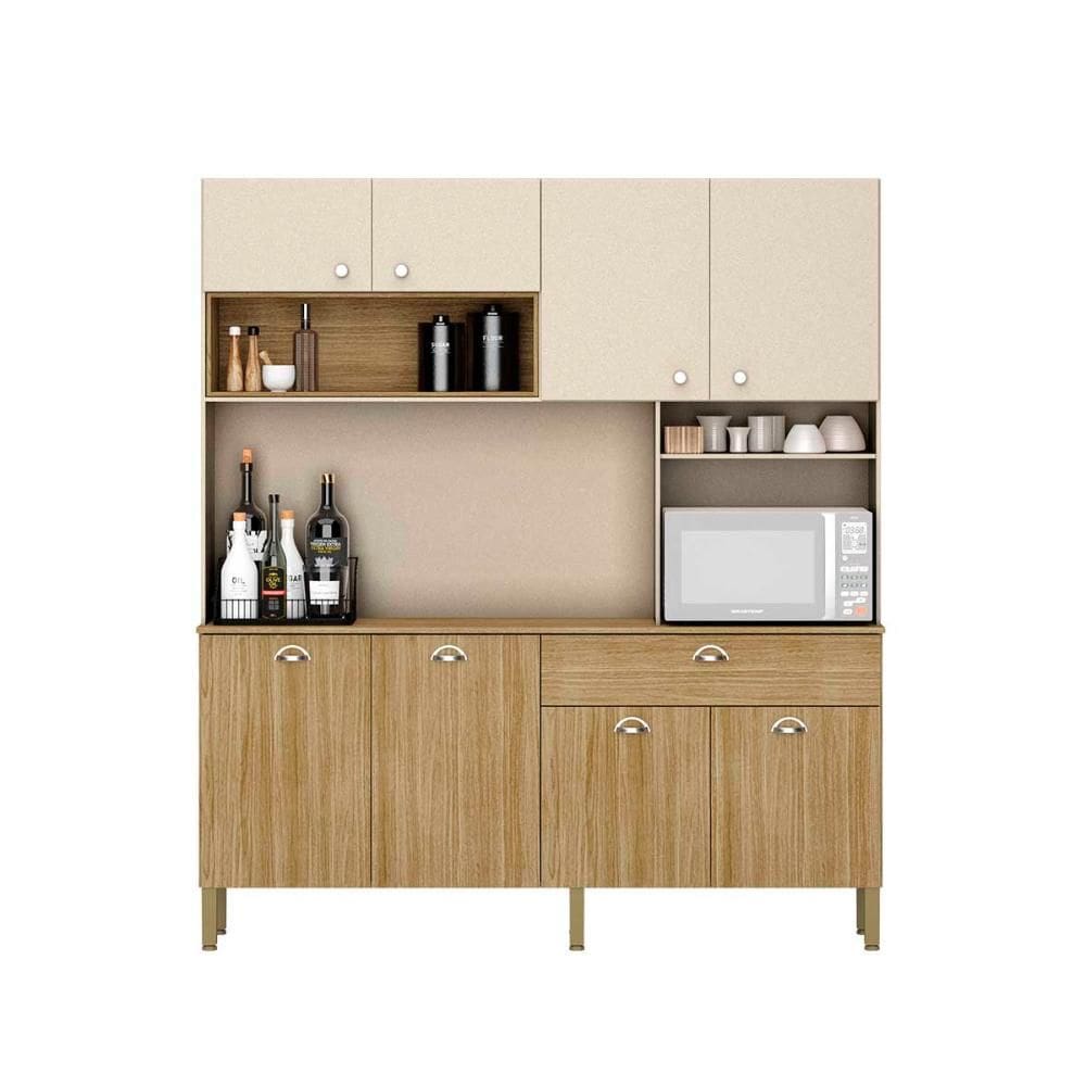 Armário De Cozinha Completo espaço para micrrondas 8 Portas Omega Core Kits Paraná