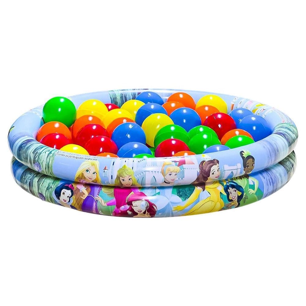 Piscina Infantil Inflável 21L Princesas 25 Bolinhas + Bomba