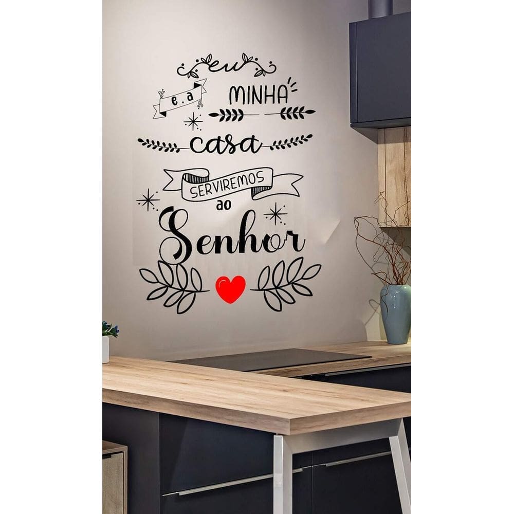 Adesivo De Parede Eu E Minha Casa Serviremos Ao Senhor