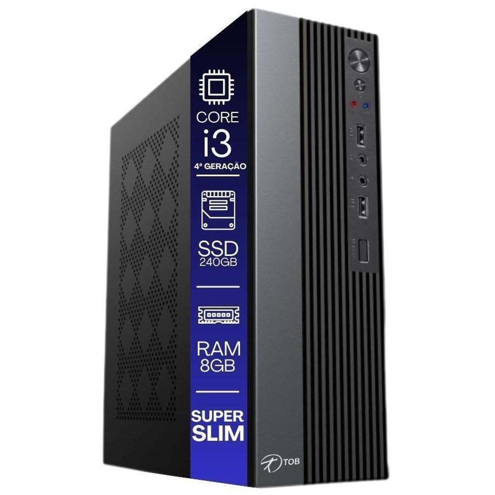 Computador TOB Slim Compacto 4ª Geração Intel Core i5 SSD 240GB Memória 8GB Windows 10 Trial Desktop PC CPU