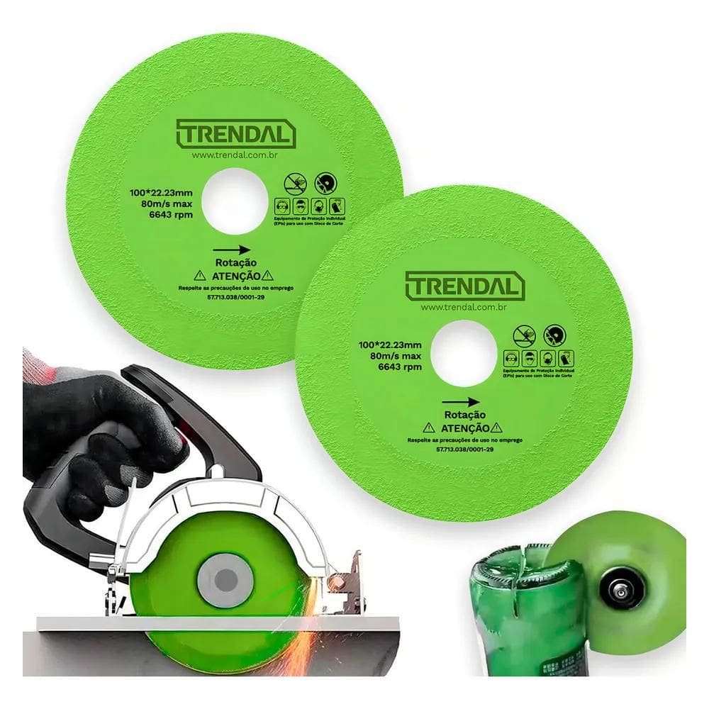 2X Kit 2 Discos De Corte De Vidro Espelho E Porcelanato Lâ