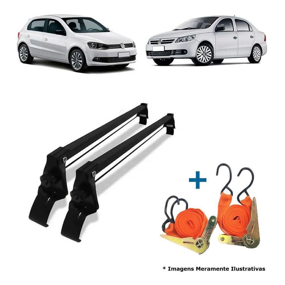 Rack De Teto Gol E Voyage G5 G6 G7 4 Pts + 2 Cintas Catraca