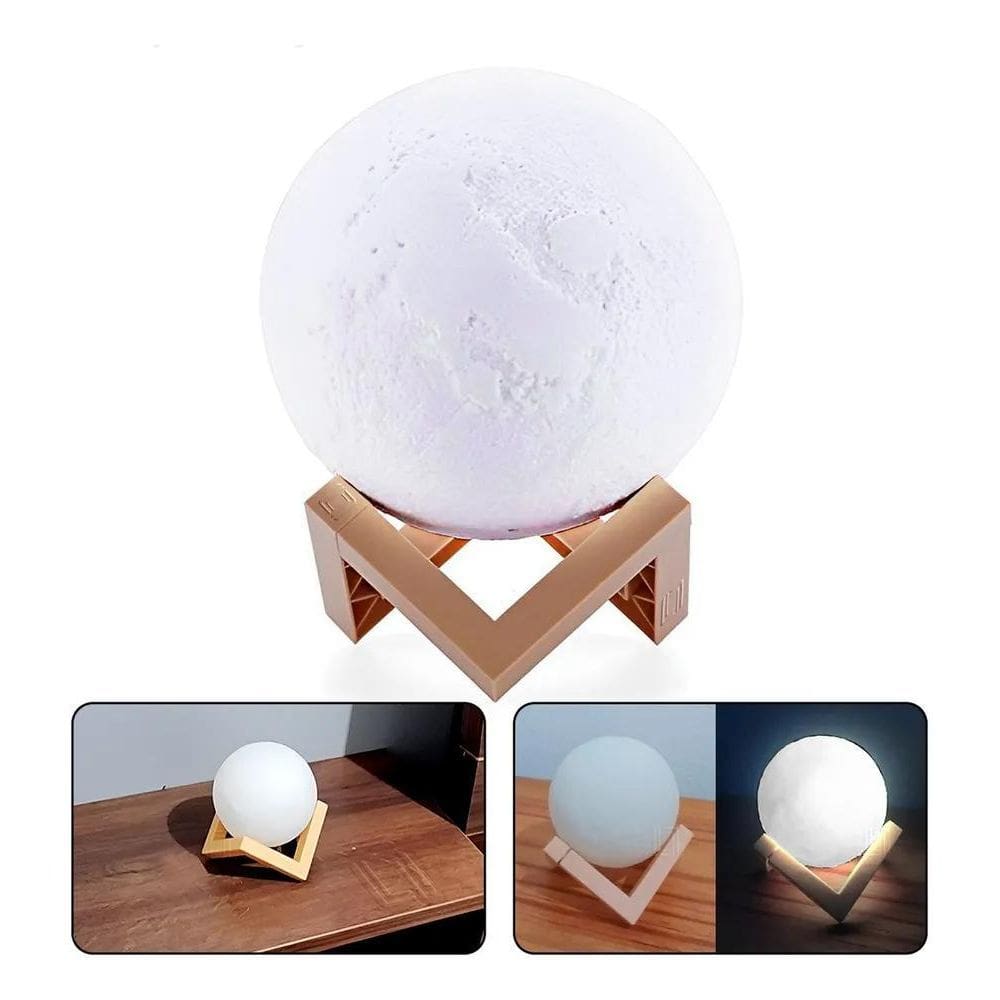 Luminária Lua Cheia 3D Abajur Led 11Cm Cores Luz Noturna Cúp