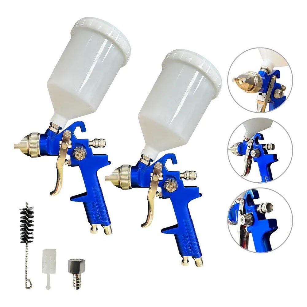 2X 2 Pistolas De Pintura Hvlp Bico 1.4Mm Profissional