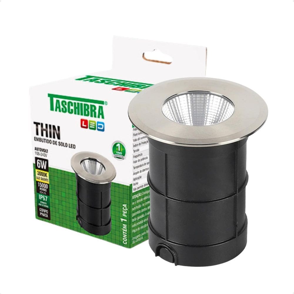 Embutido De Solo Led Taschibra Thin 6W Redondo Bivolt Prata