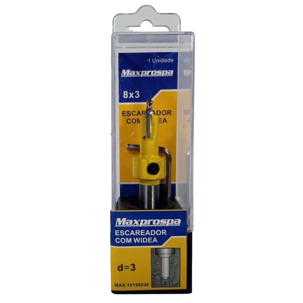 Escareador Com Widea 8Mm E Broca De 3Mm Ajustável Com Estojo