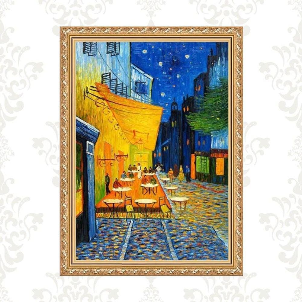 Quadro Moldura Dourada Van Gogh - Café Terrace 45X34Cm