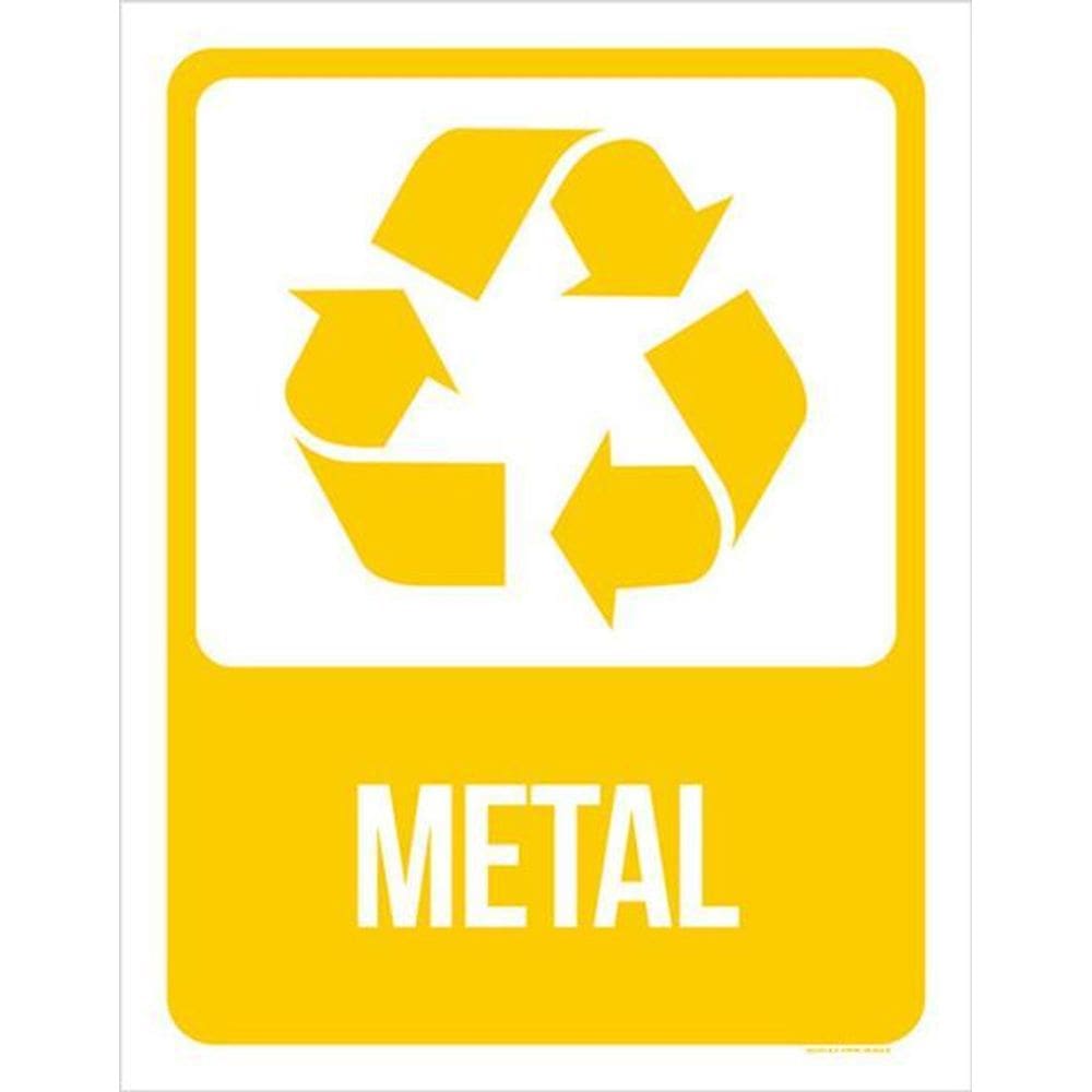 Kit 3 Placas Sinalização - Lixo Amarela Metal