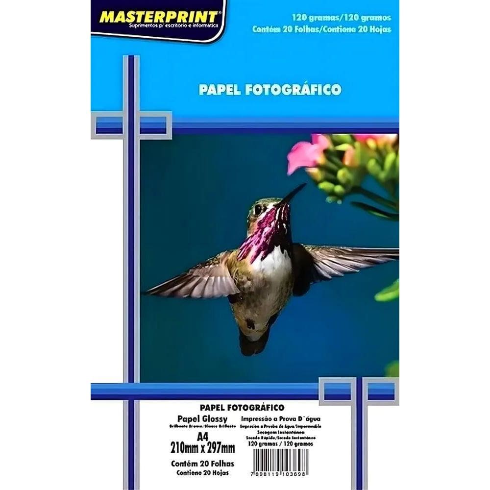 2X 60 Folhas Papel Foto Glossy 120G Brilho Prova D`Água A4