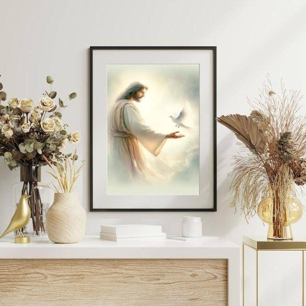 Quadro Decorativo Jesus E O Espírito Santo - 60X48Cm