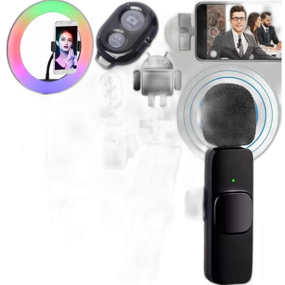 Tripé Profissional Suporte Celular Microfone Lapela Sem Fio