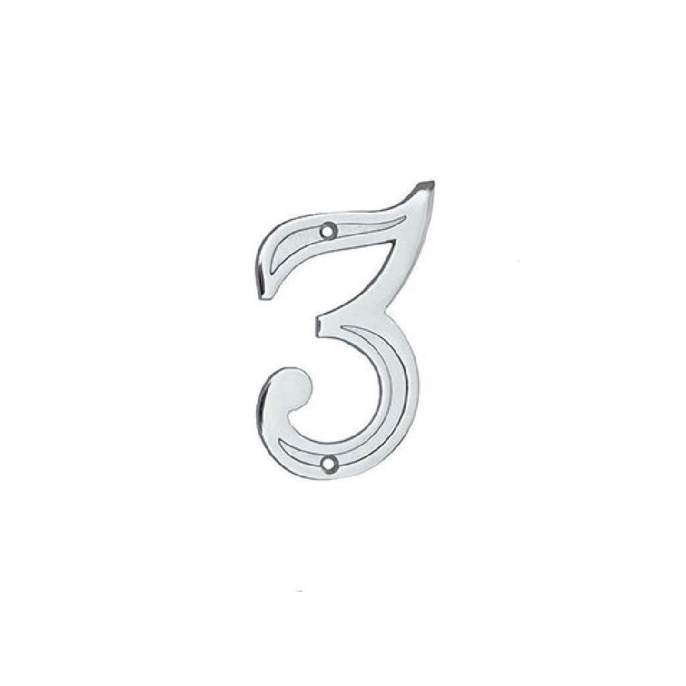 Numero Residencial Cromado 13Cm 3 Uniao Mundial