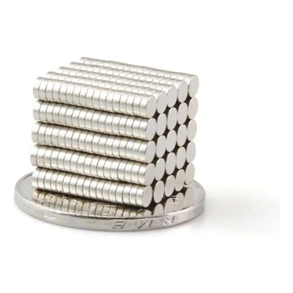 2X Kit Com 100 Peças De Ímã De Neodímio 3X1Mm N35 Redondo