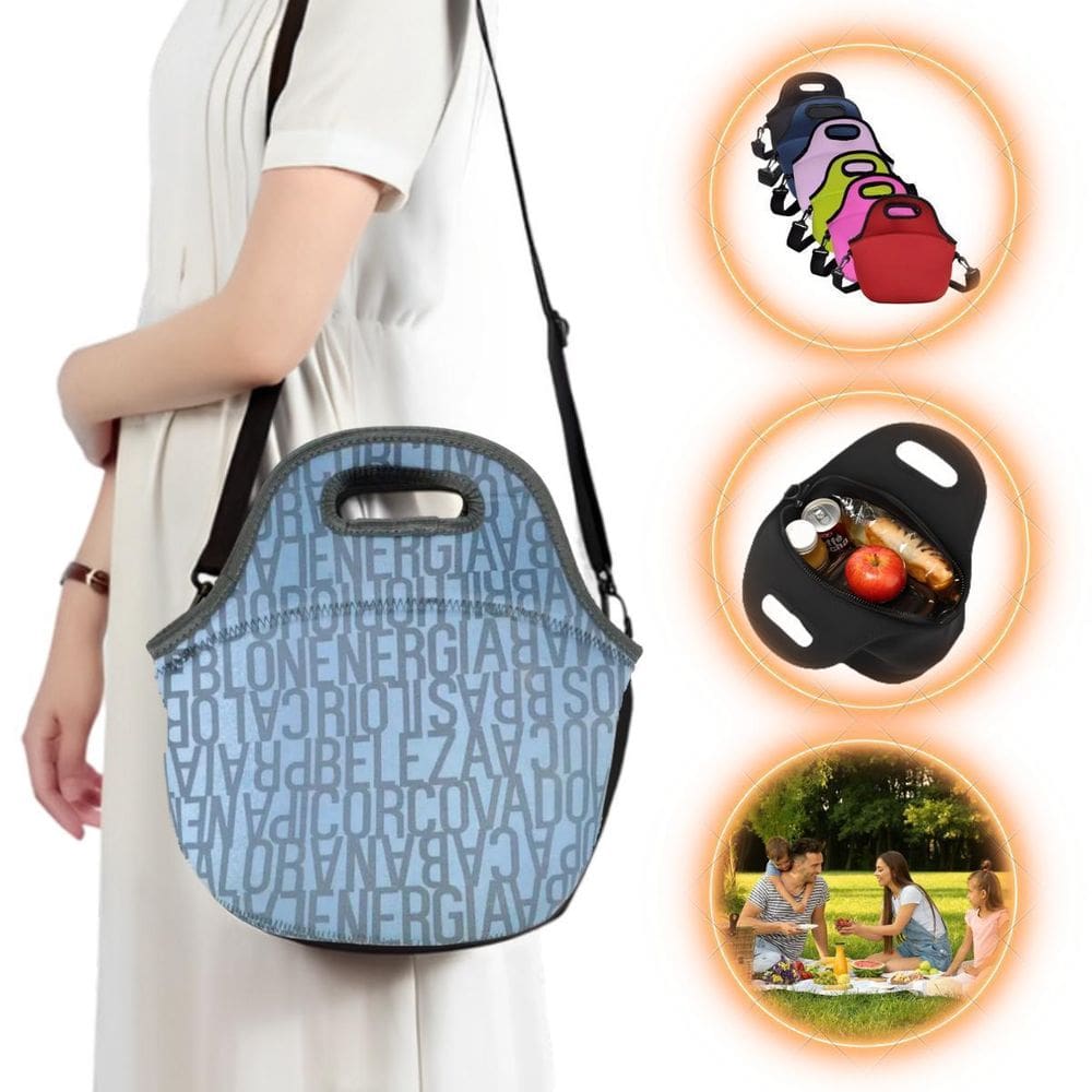 Bolsa Lancheira Térmica Neoprene Adulto Infantil Urban Cinza