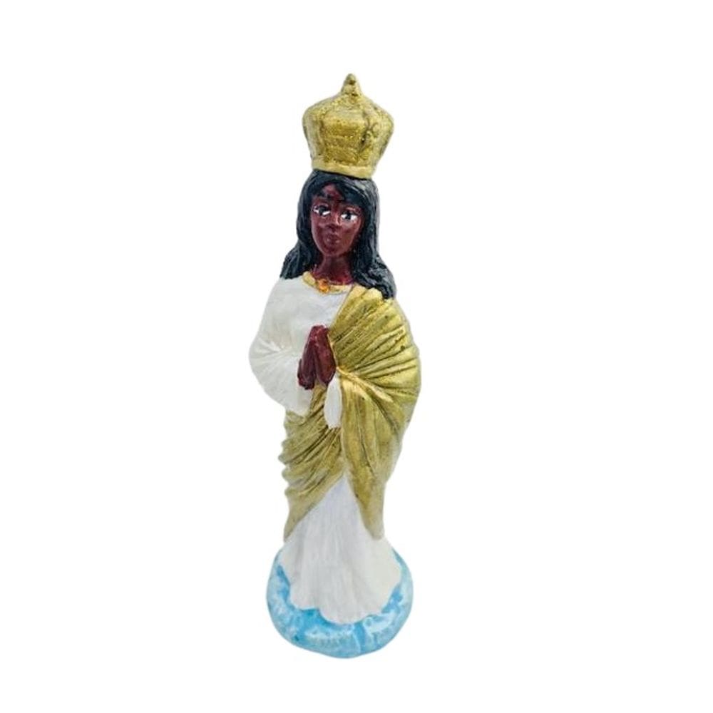 Escultura Santa Sara 15 Cm Em Resina Com Manto Dourado