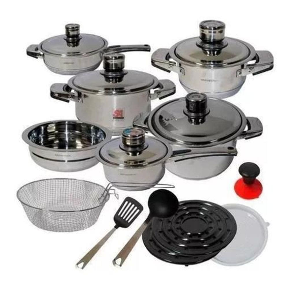 Jogo Panelas Aço Inoxidavel Luxo 23 Peças - Fundo 9 Camadas