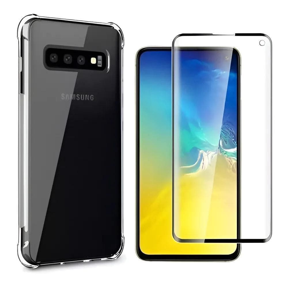 2X Pelicula + Capa Capinha Para Samsung Galaxy S10 Cor Tra