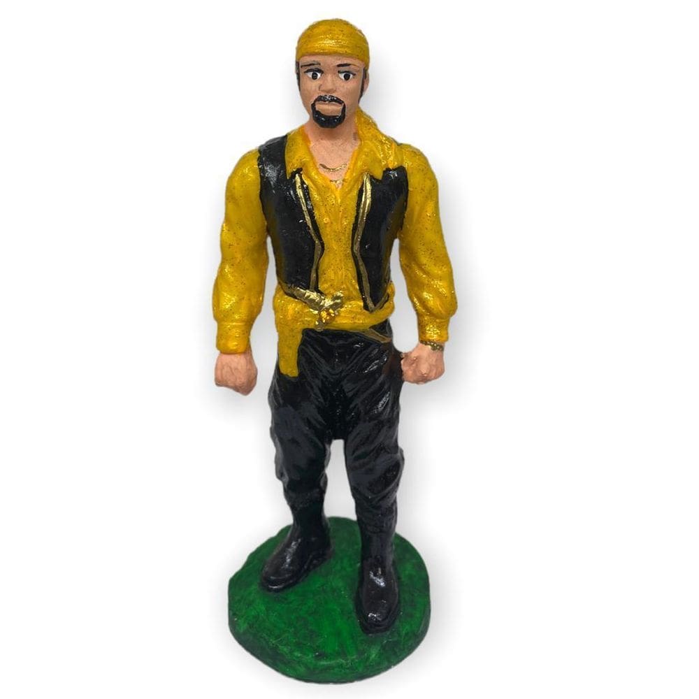 Escultura Cigano Amarelo 15 Cm Em Resina