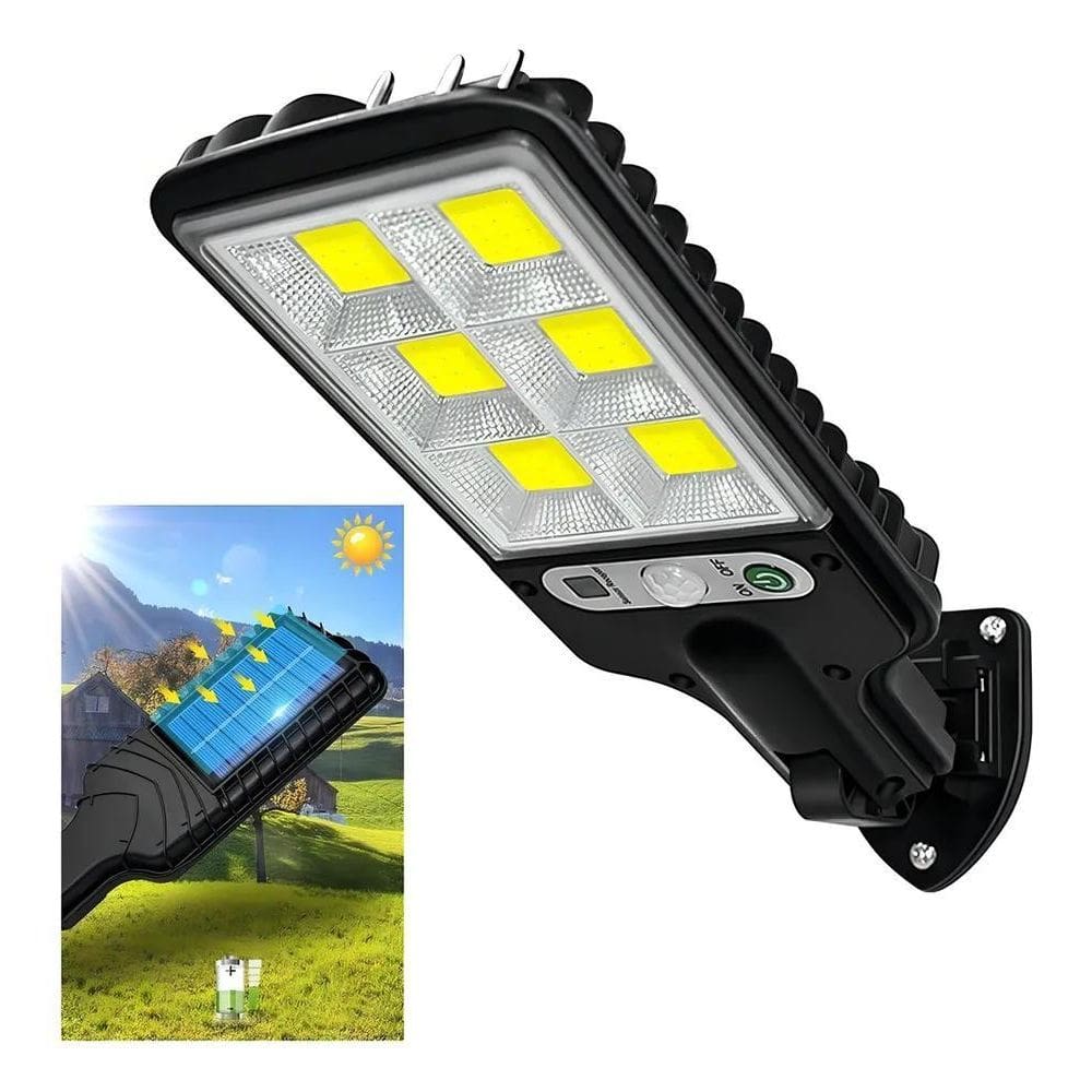 2X Luminária Solar Refletor 120W Led Com Sensor Automático