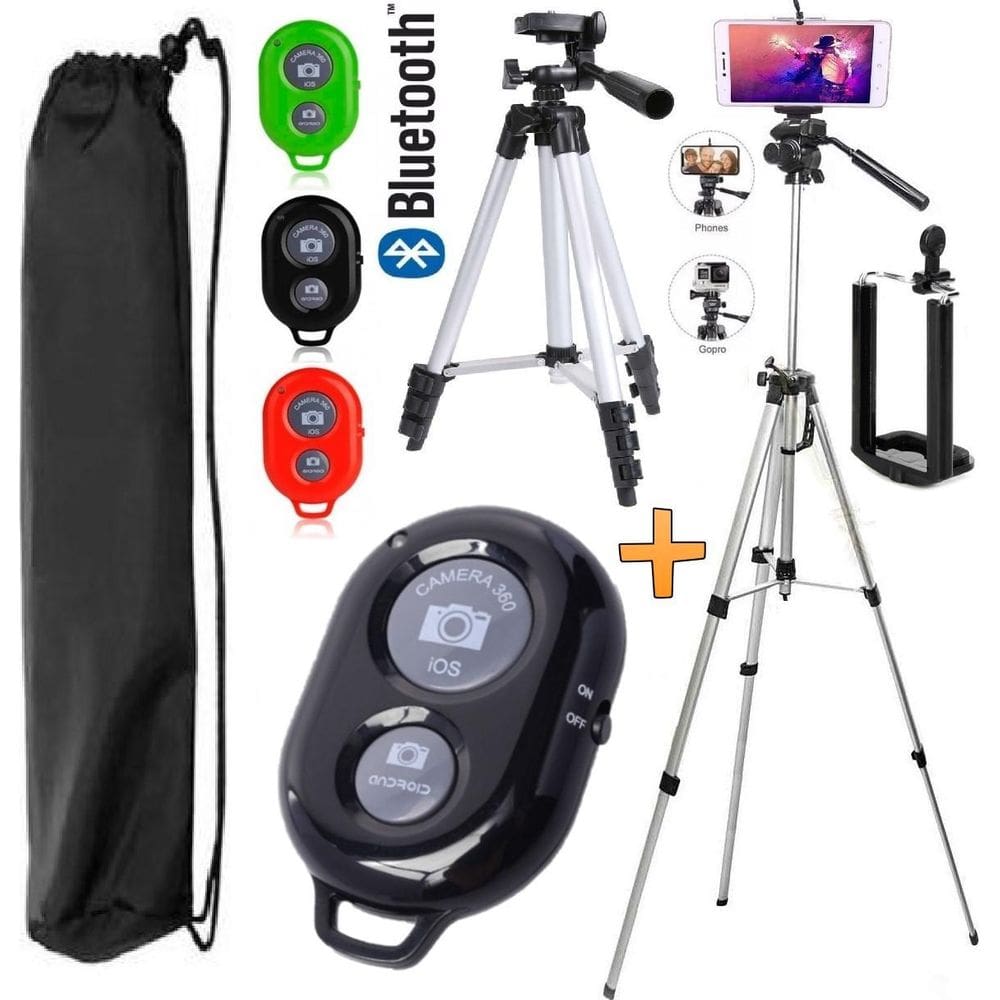 Tripé Profissional Câmera Suporte Celular Pedestal Ajustável