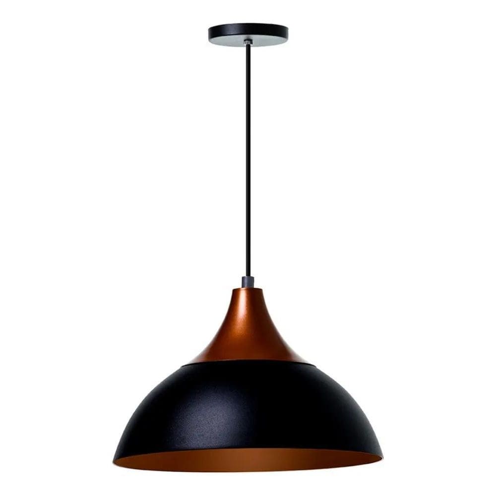 2X Lustre Pendente Interno Panamá Estrutura Preto Com Topo