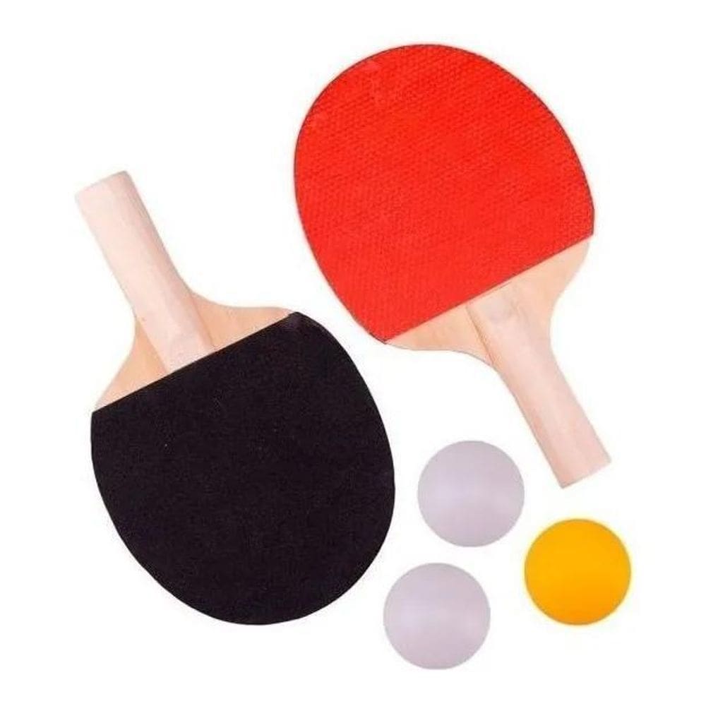 2X Kit Ping Pong Tenis De Mesa 2 Raquetes 3 Bolas Cor Verm
