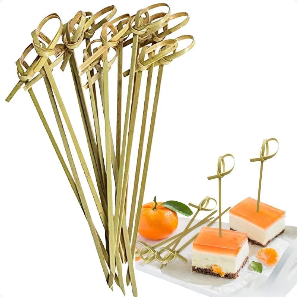 Espeto Bambu Aperitivo Decorativo Festas Nó 9Cm Com 150 Unid